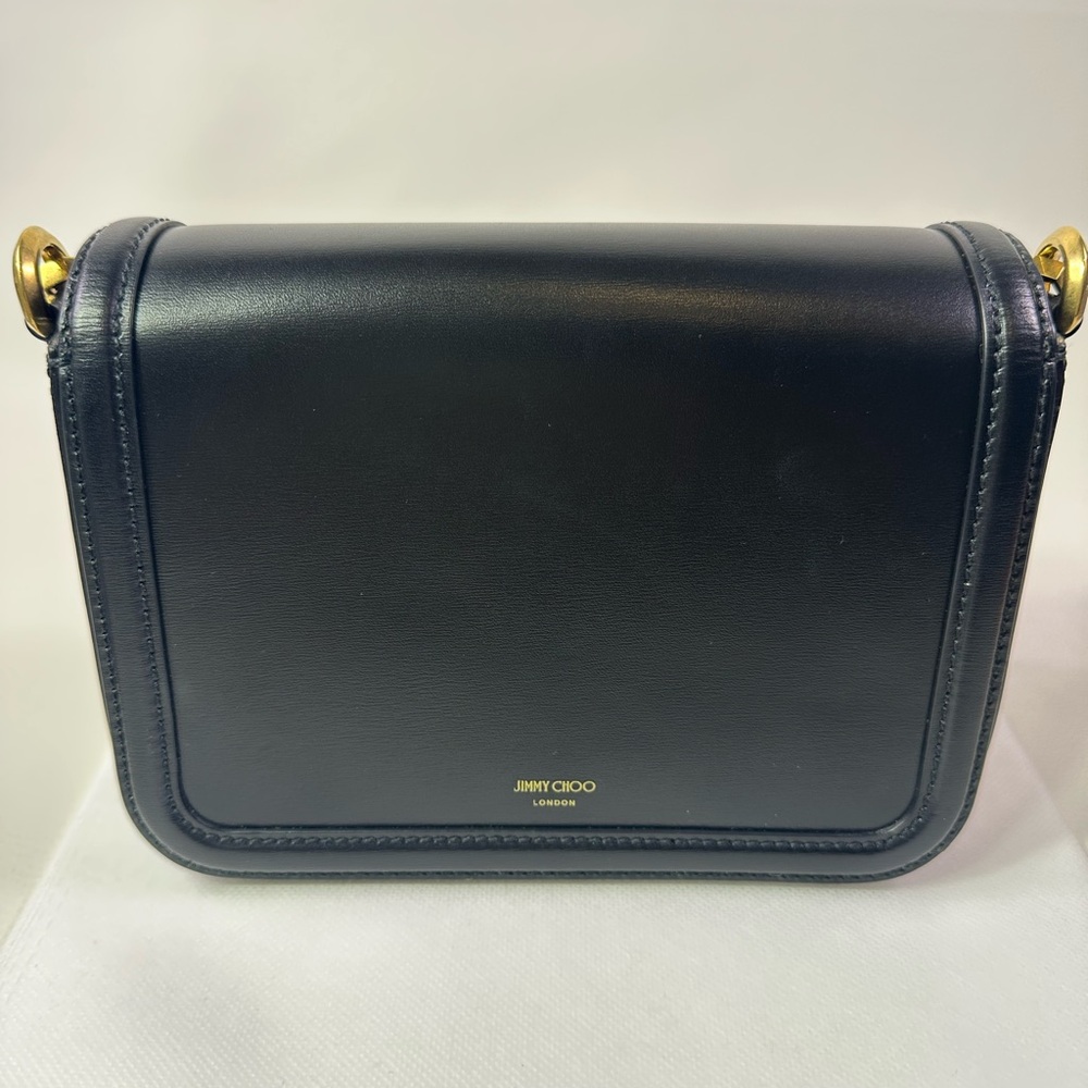 NEW JIMMY CHOO DIAMOND CROSSBODY BLACK LEATHER METAL NWT! - Picture 4 of 12